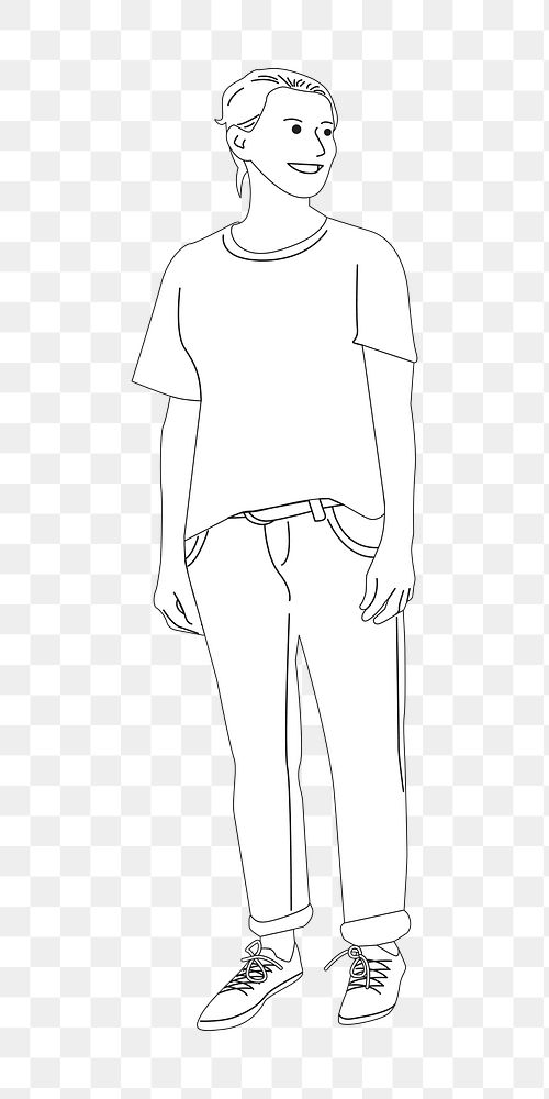 Png young woman standing illustration, transparent background