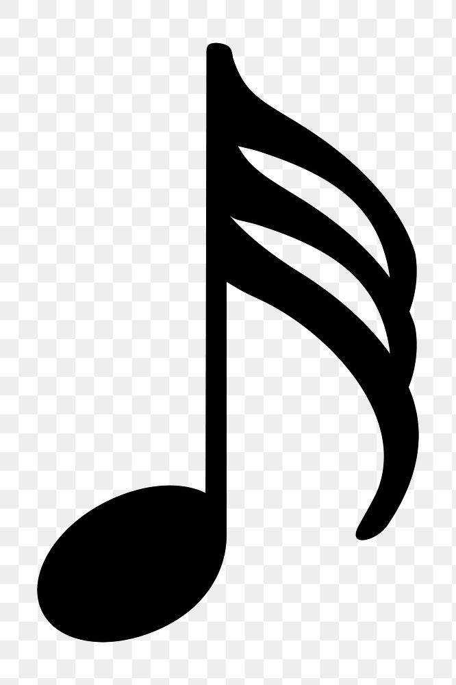 Png black music note icon, transparent background