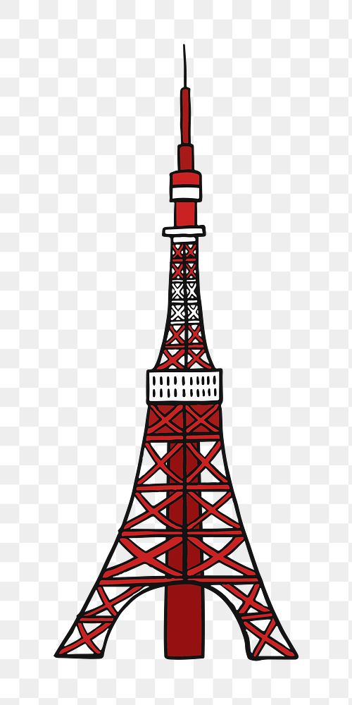 Png Tokyo Tower doodle  sticker, transparent background