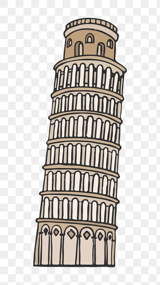Png Leaning Tower Pisa  sticker, transparent background