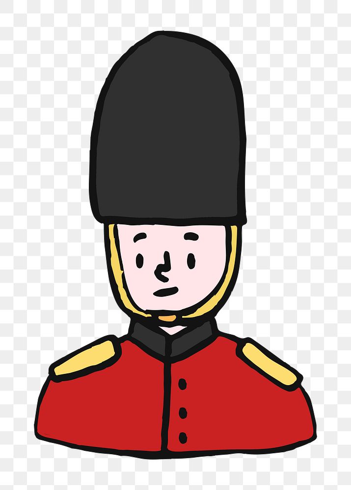 Png British guard doodle  sticker, transparent background