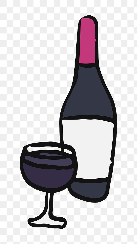 Png french wine doodle  sticker, transparent background
