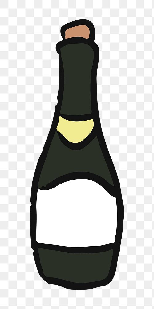 Png wine bottle sticker, transparent background