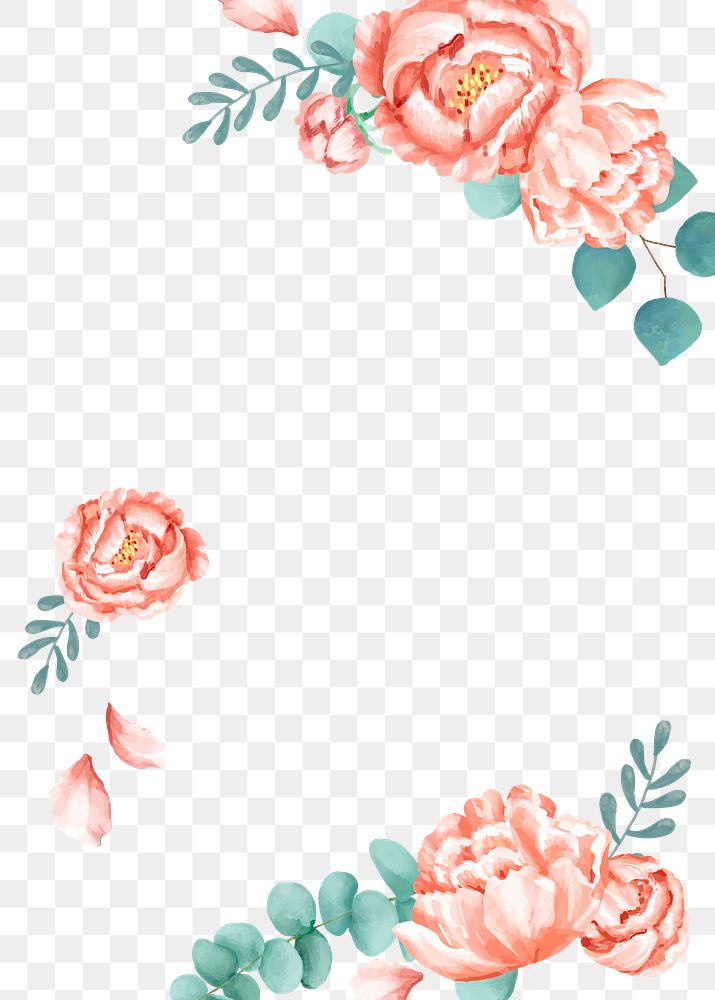 Rose png border, transparent background