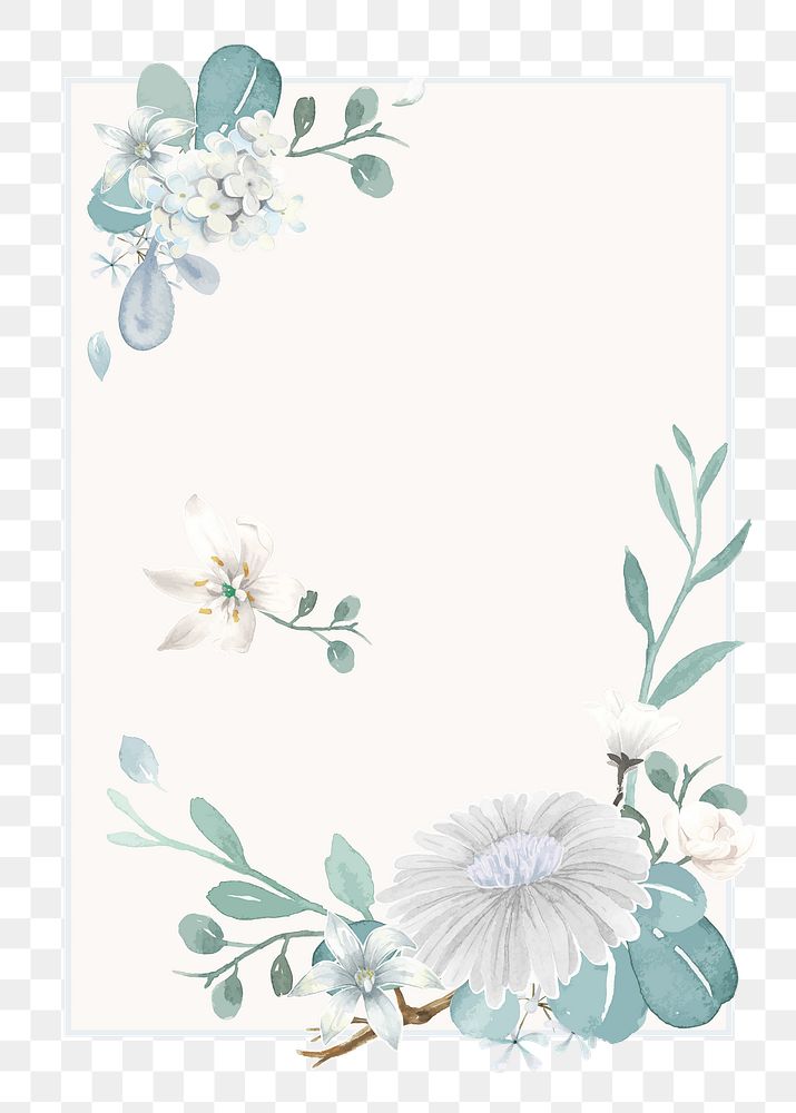 Blue flower png frame, transparent background