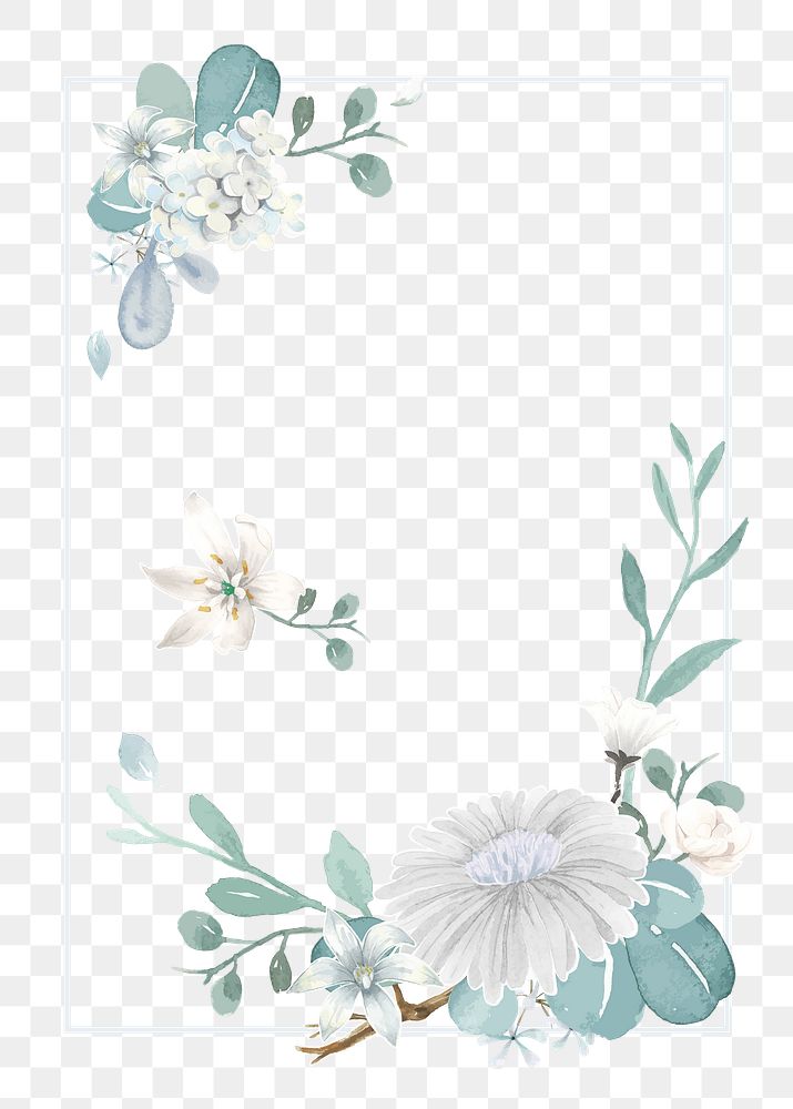 Blue flower png border, transparent background