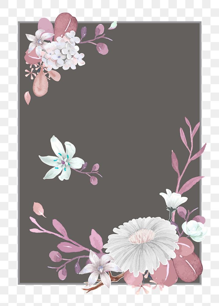 Watercolor flower png badge, transparent background