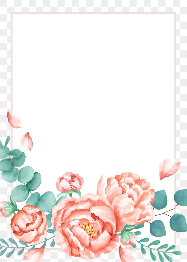 Watercolor rose png badge, transparent background