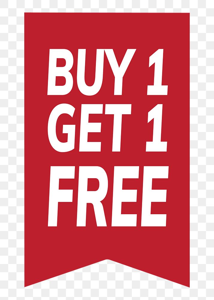 Buy one get one free png badge, transparent background