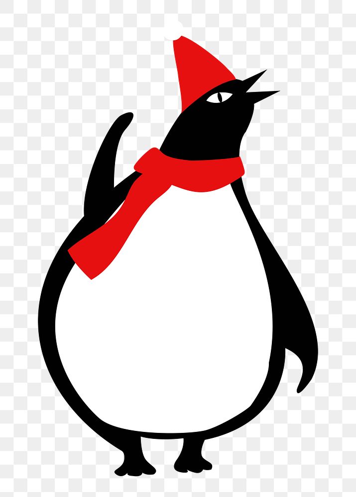 Png Christmas penguin doodle element, transparent background