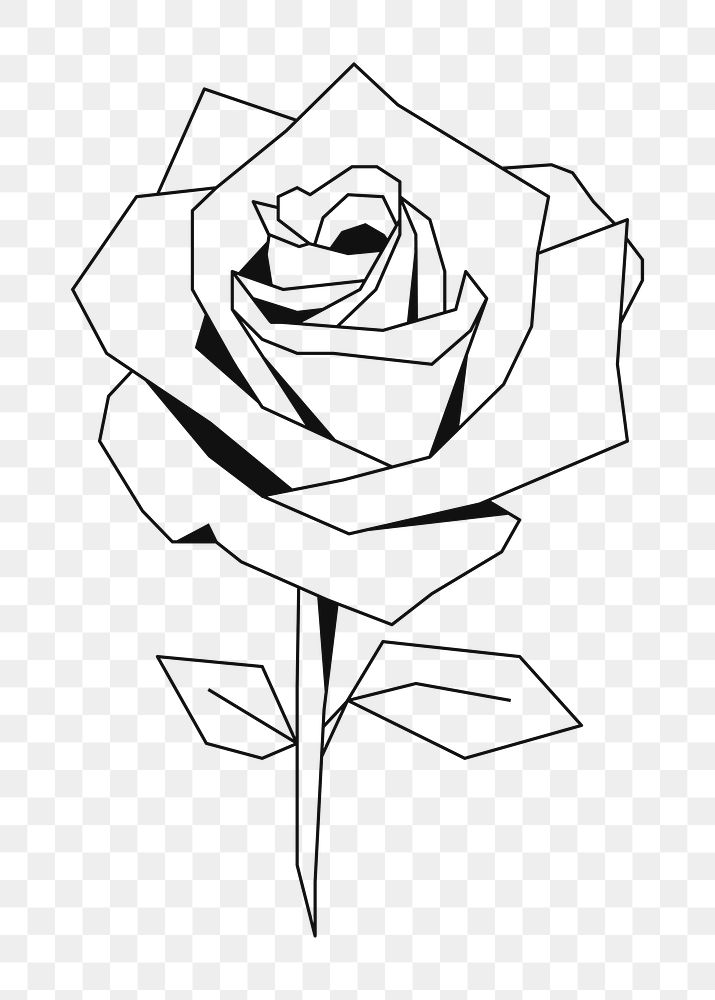 Png rose flower geometric element, transparent background
