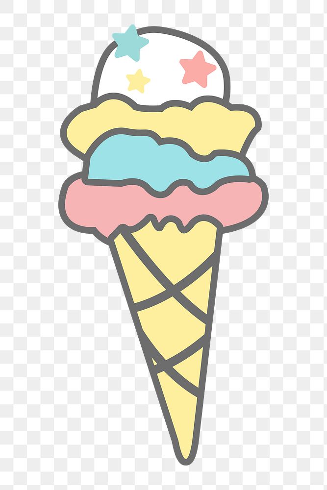Png cute pastel ice cream sticker, transparent background
