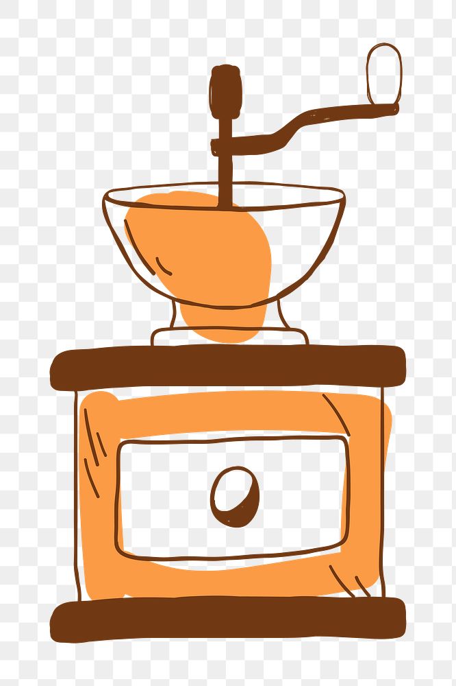 Png  cute coffee grinder  doodle illustration, transparent background