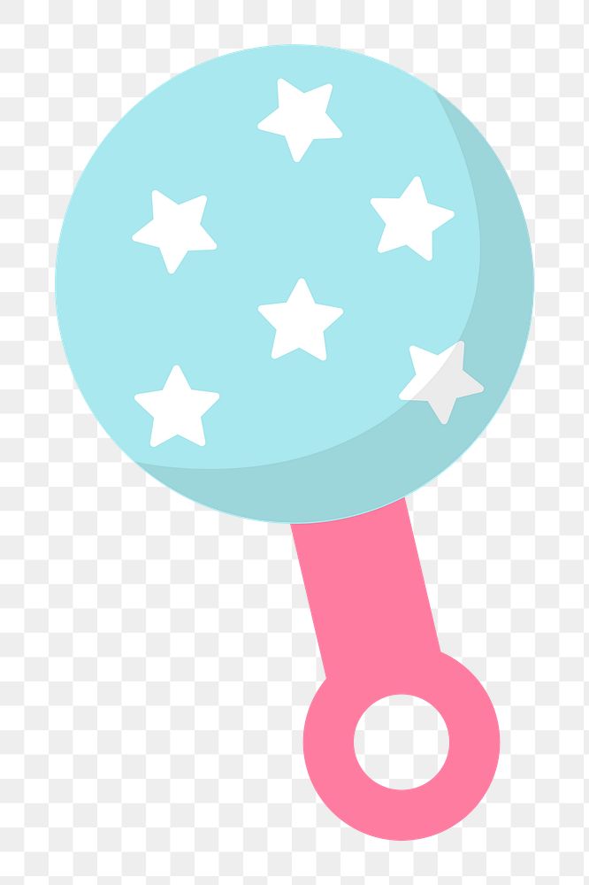 Png Blue and pink baby rattle element, transparent background