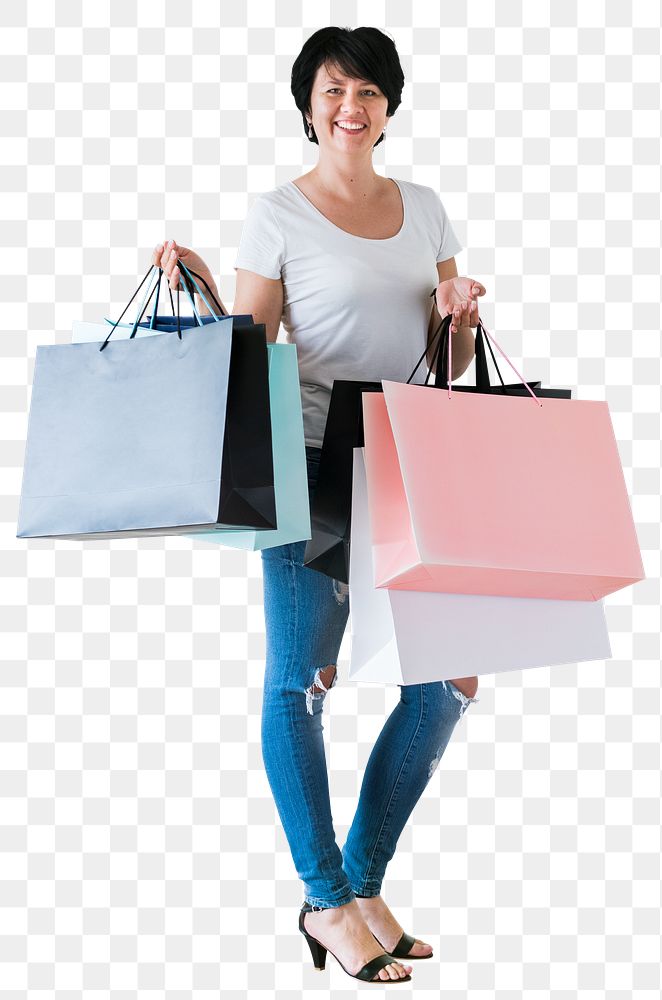 Shopping woman png element, transparent background