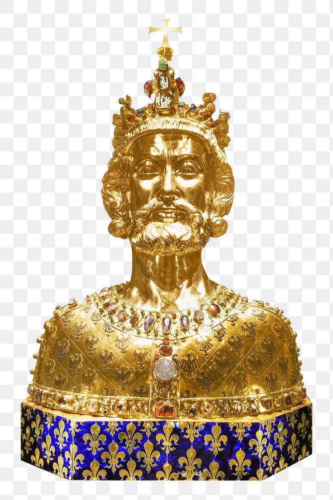 Charlemagne statue png, isolated object, transparent background