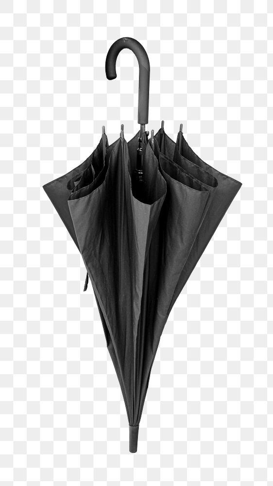 Black umbrella png, isolated object, transparent background