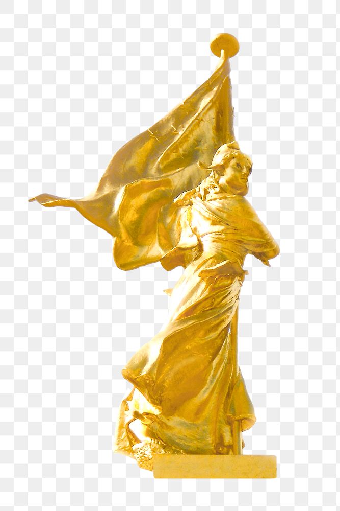 Golden statue png, isolated object, transparent background