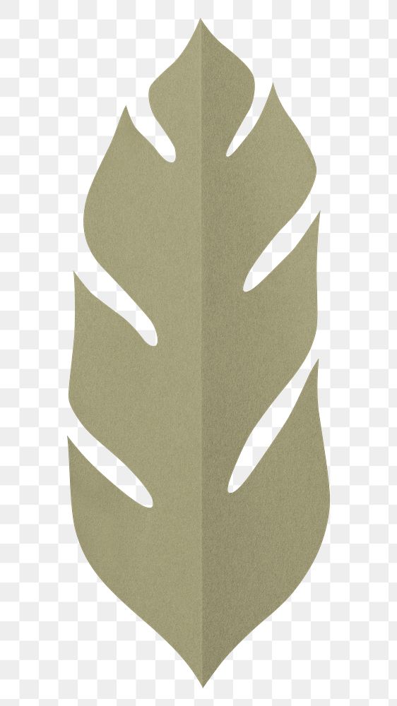 PNG green leaf , paper craft element, transparent background
