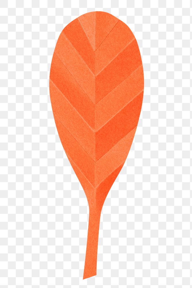 PNG orange leaf, paper craft element, transparent background