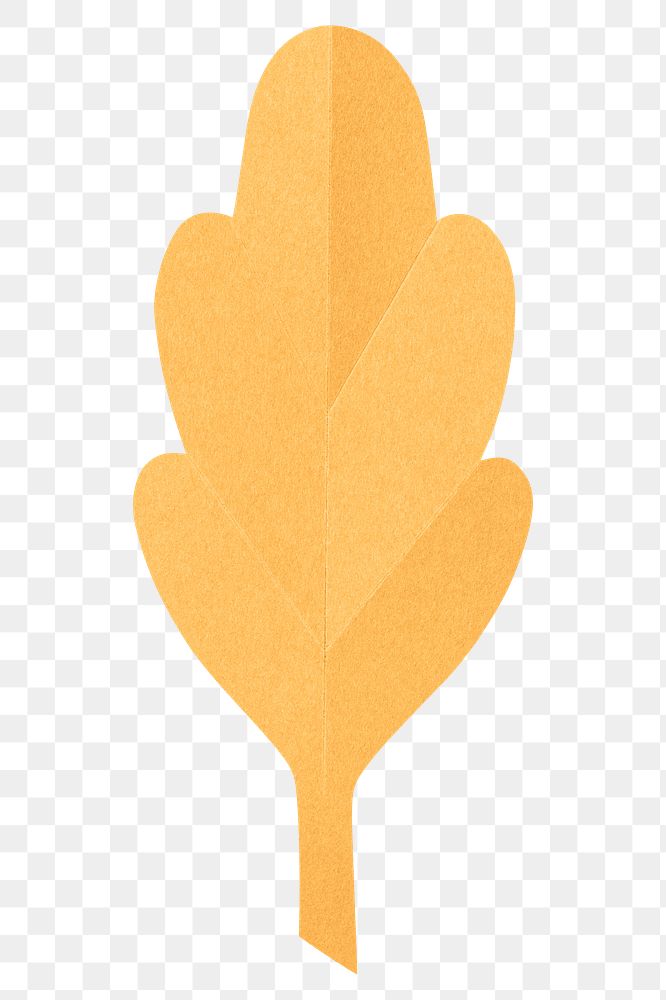 PNG yellow oak leaf , paper craft element, transparent background