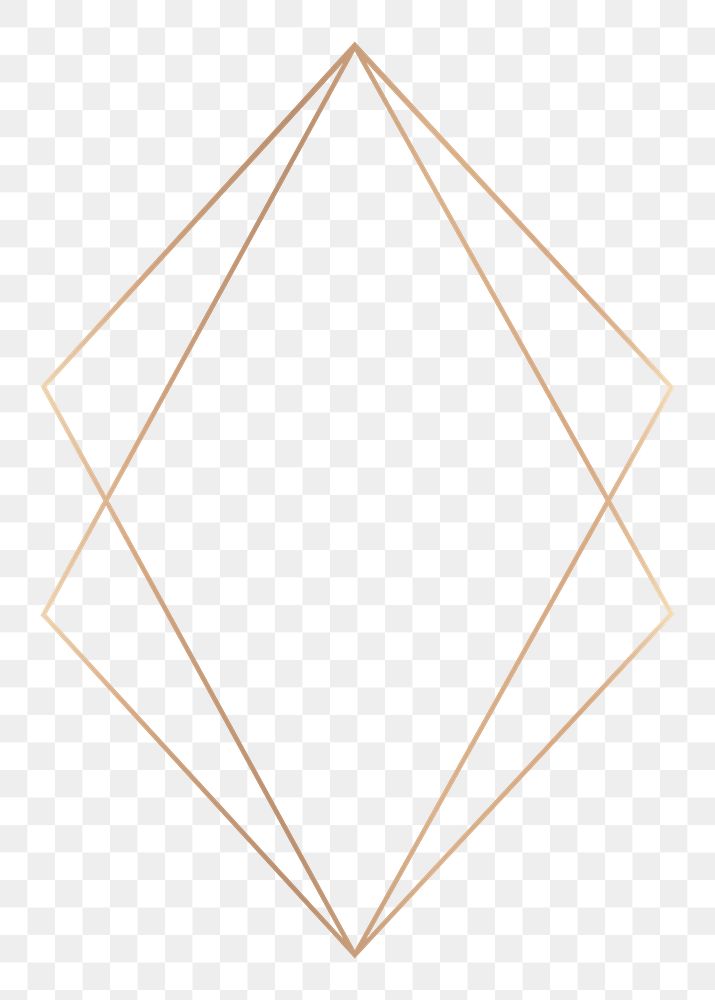 Rhombus gold frame png geometric shape, transparent background