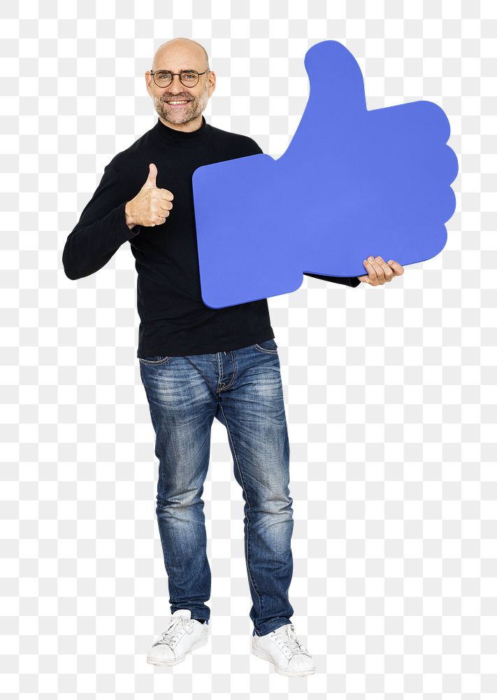 Cool man png with  thumbs up, transparent background
