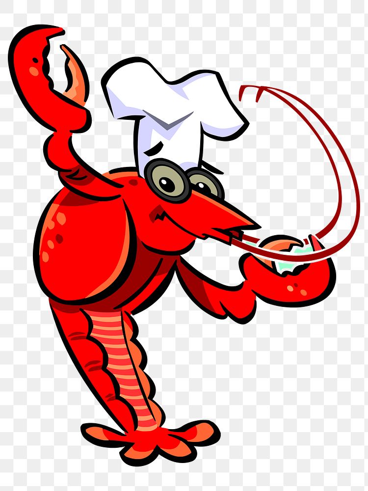 PNG Shrimp chef clipart, transparent background. Free public domain CC0 image.