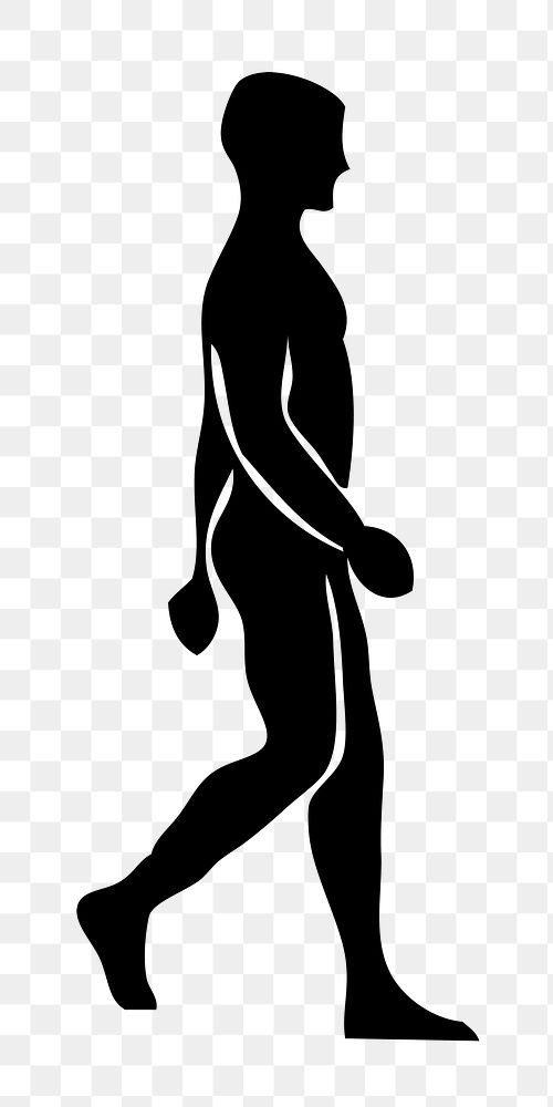 Silhouette walking man  png illustration, transparent background. Free public domain CC0 image.