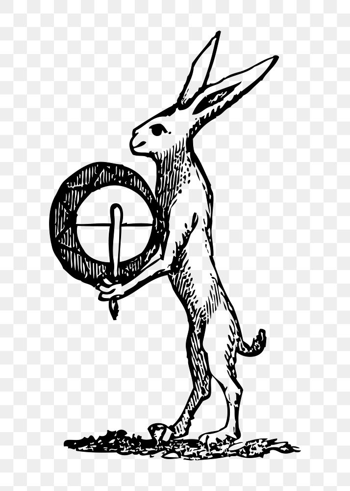 Hare and tabor png illustration, transparent background. Free public domain CC0 image.