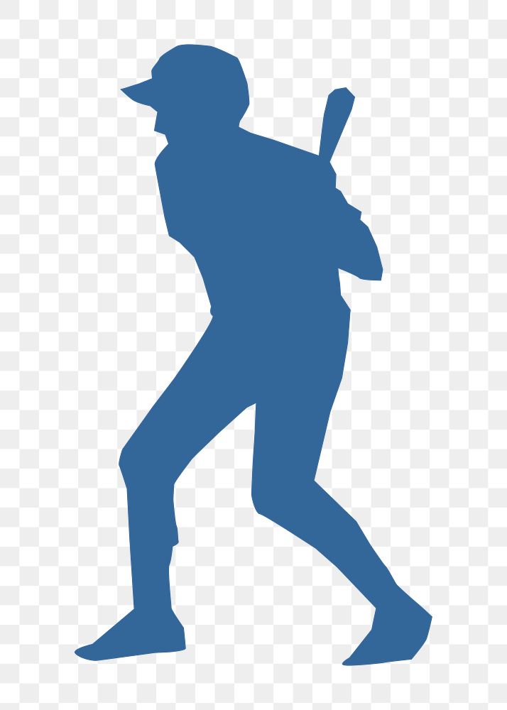 Baseball player Silhouette png illustration, transparent background. Free public domain CC0 image.