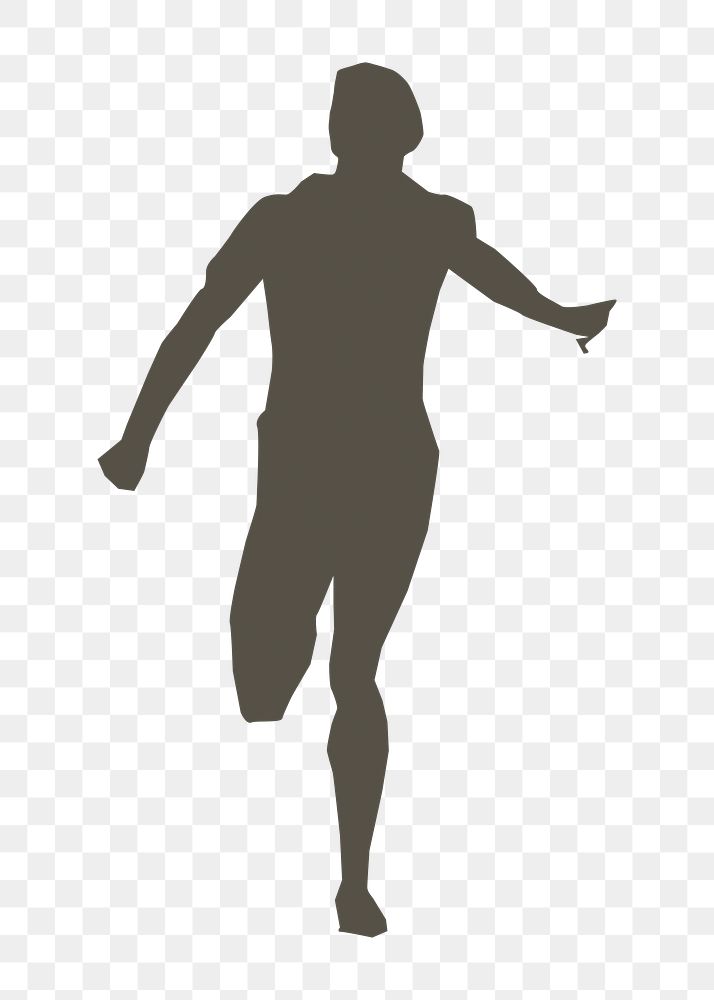 Running man silhouette png illustration, transparent background. Free public domain CC0 image.