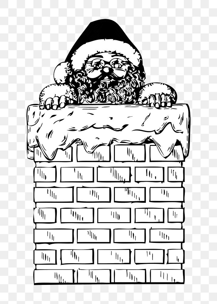 Santa Claus in Chimney png illustration, transparent background. Free public domain CC0 image.