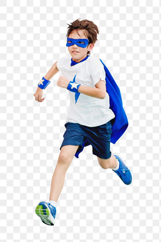 Superhero png boy playing, transparent background