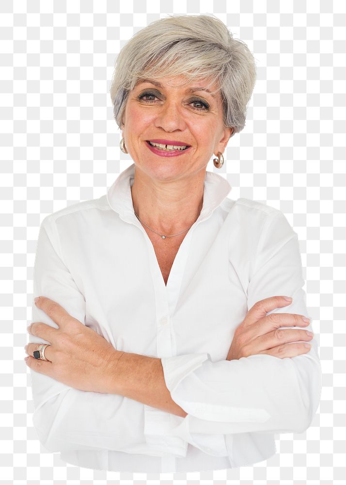 Senior woman png element, transparent background