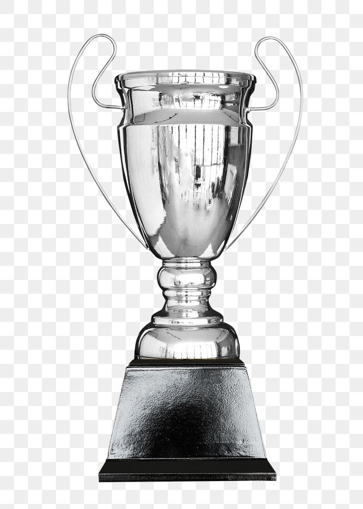 Silver trophy png, isolated object, transparent background