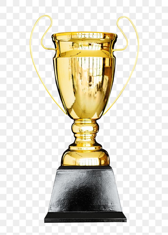 Golden trophy png, isolated object, transparent background