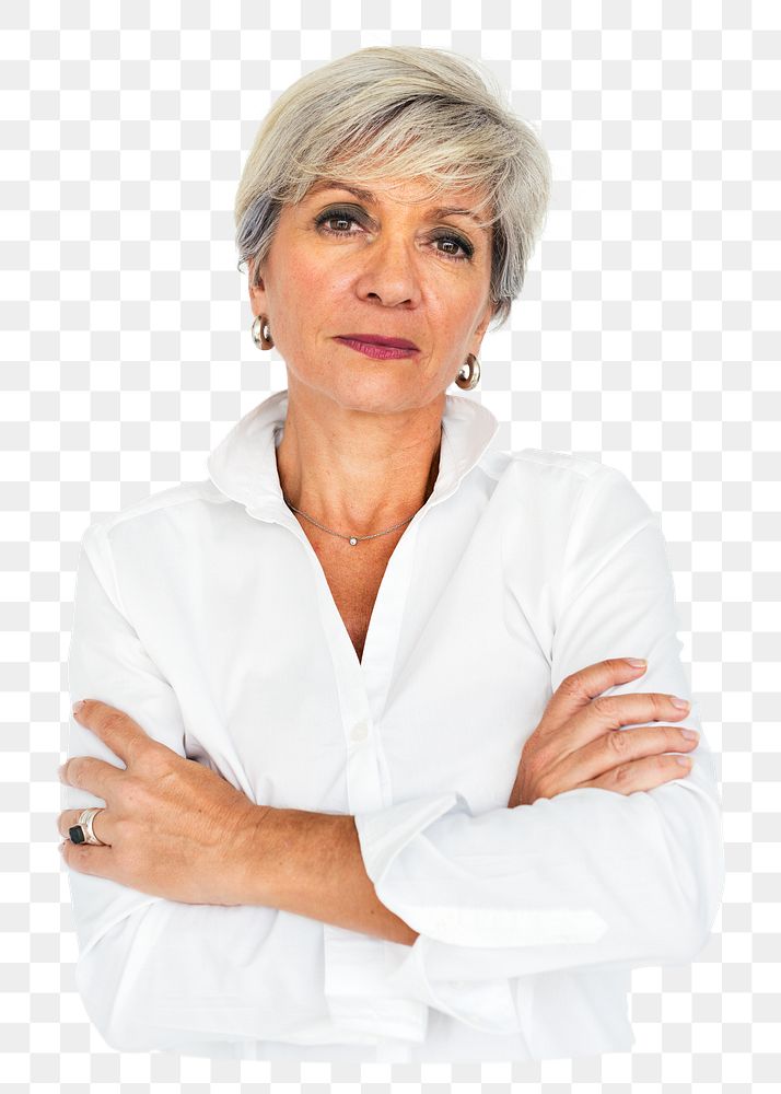 Senior woman png element, transparent background