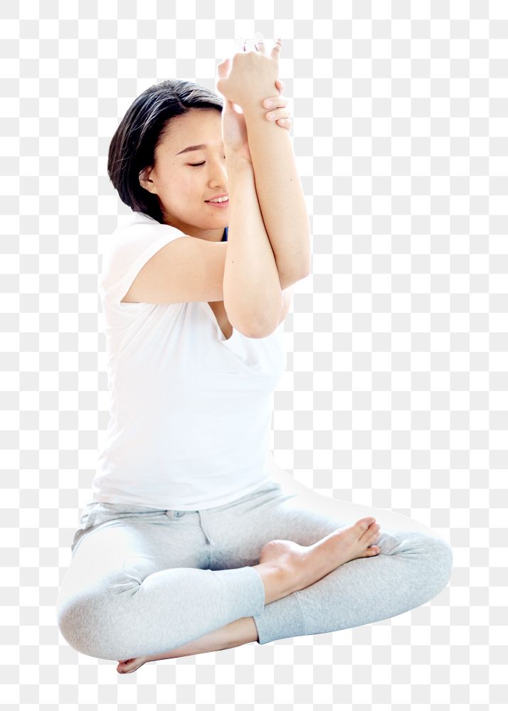 Asian woman png exercising, transparent background