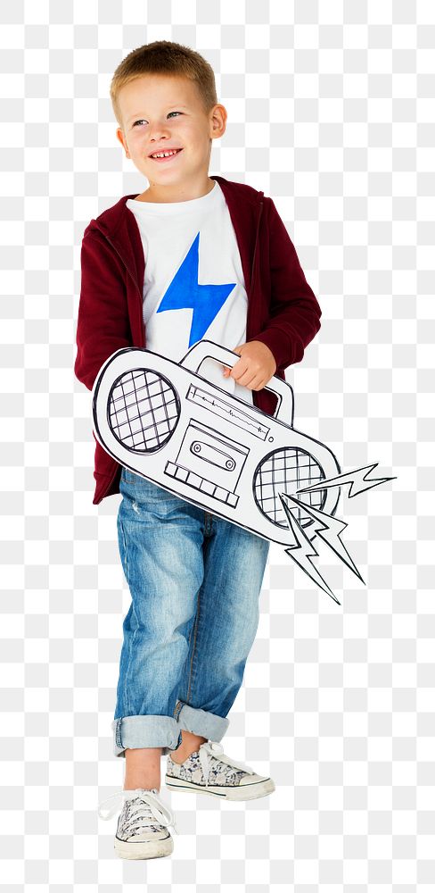 Boy with Radio  png, transparent background