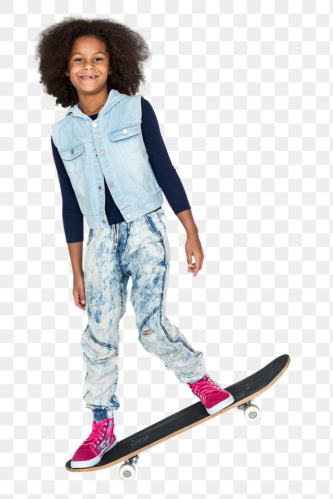 Skateboarding kid png, transparent background