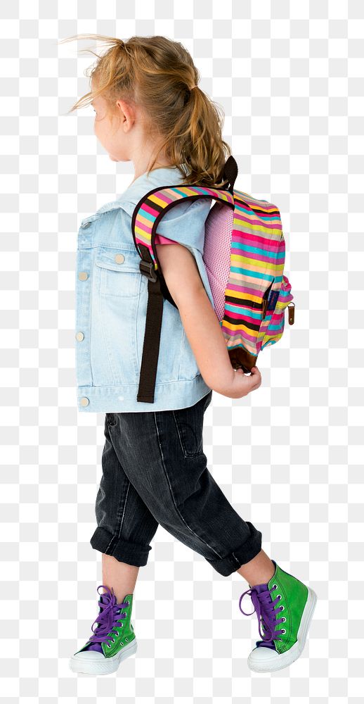 Backpack girl png, transparent background