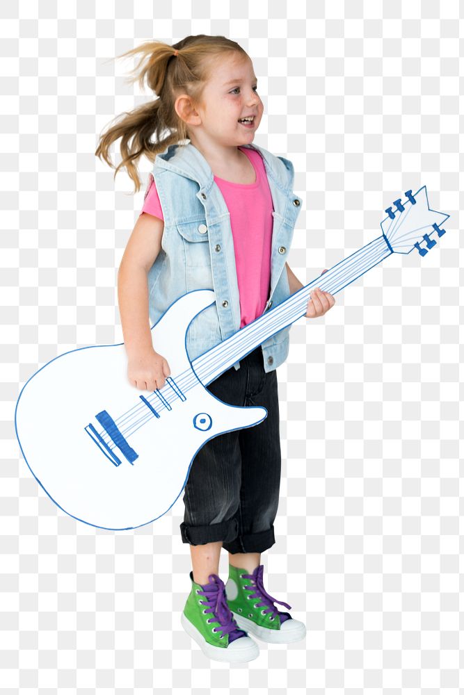Guitar girl png, transparent background