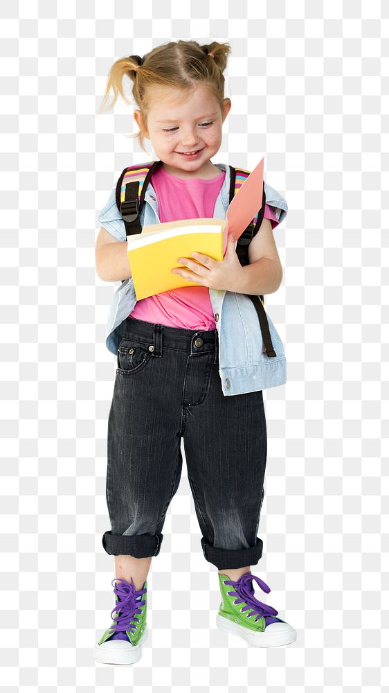 Backpack girl png, transparent background