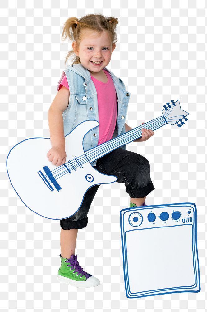 Guitar girl png, transparent background