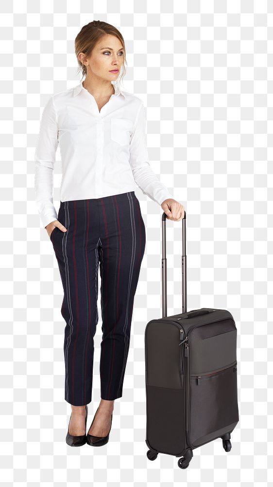 Traveling business woman png, transparent background
