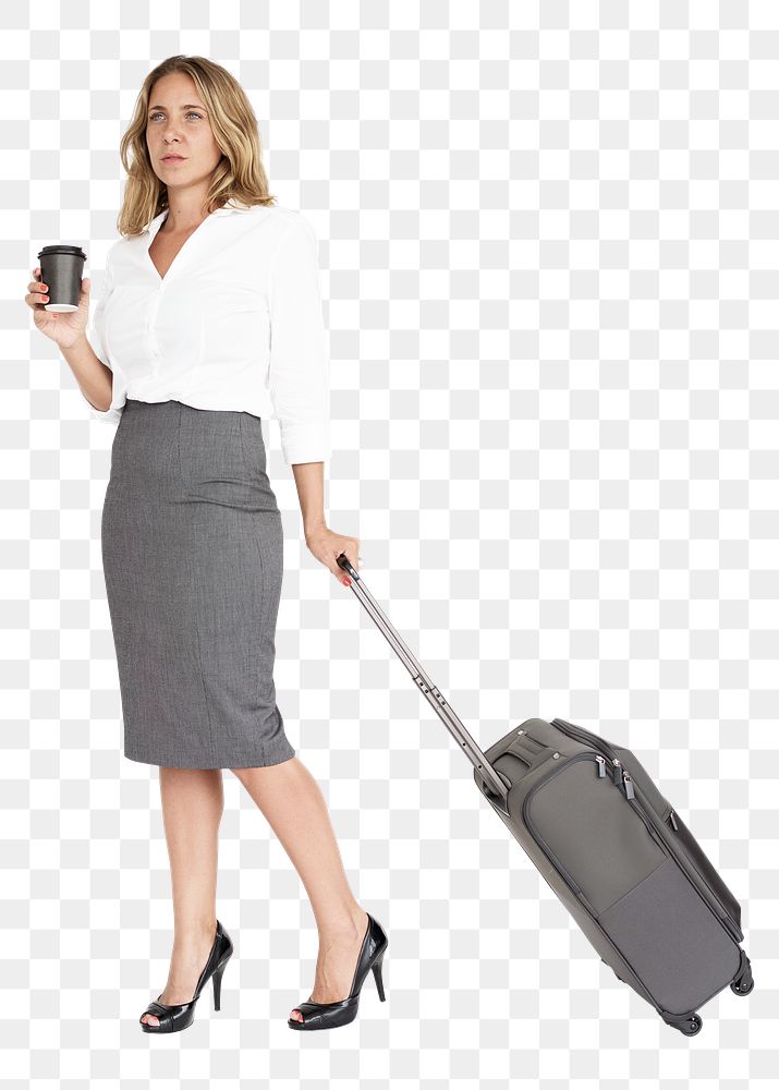 Traveling business woman png, transparent background