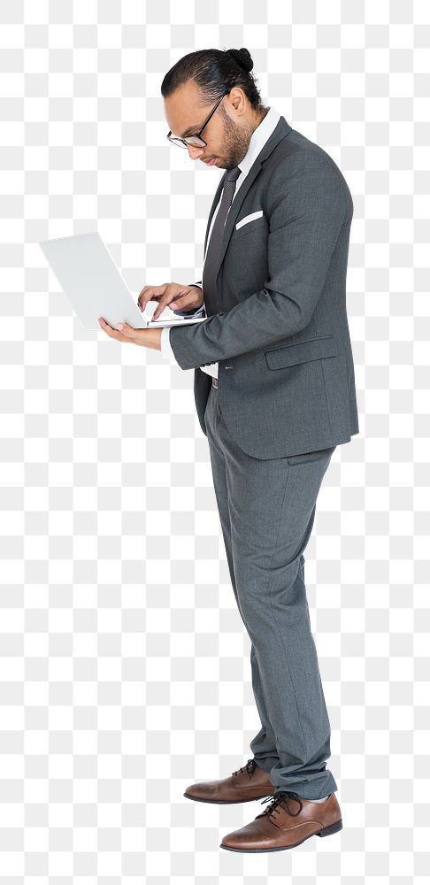 Png Business person with laptop, transparent background
