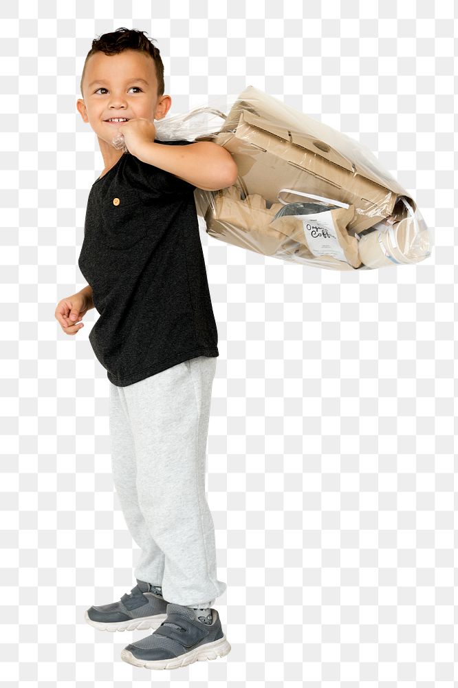 Boy with bag png, transparent background