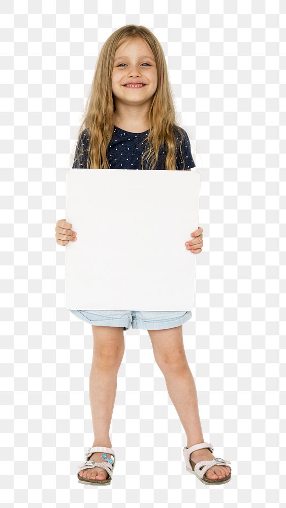 Blank sign girl png, transparent background